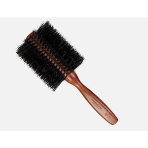 Boar Bristle Large Round Hair Brush - Brown Handle, Black Bristles